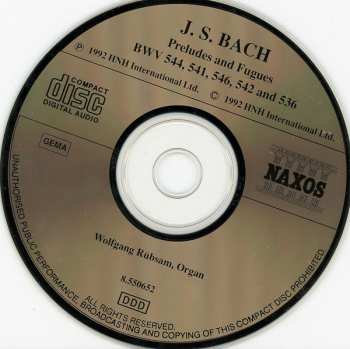CD Johann Sebastian Bach: Preludes & Fugues BWV 536, 541, 542, 544 And 546
