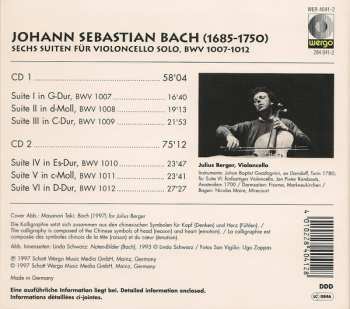 2CD Johann Sebastian Bach: Sechs Suiten Für Violoncello Solo