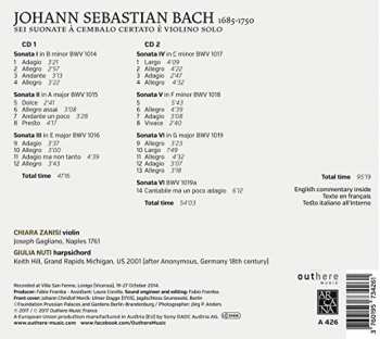 2CD Johann Sebastian Bach: Sei Suonate A Cembalo Certato E Violino Solo