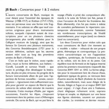 CD Johann Sebastian Bach: Concertos Pour Violon