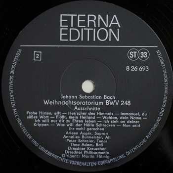 LP Johann Sebastian Bach: Weihnachtsoratorium (Ausschnitte)