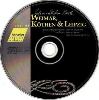 CD Johann Sebastian Bach: Weimar, Köthen & Leipzig