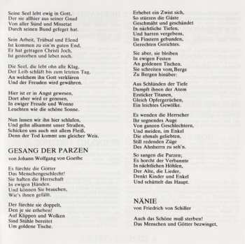 CD Johannes Brahms: Altrhapsodie - Naenie - Gesang Der Parzen - Begräbnisgesang