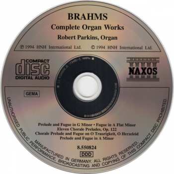 CD Johannes Brahms: Complete Organ Works