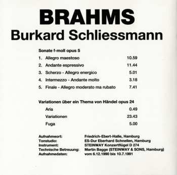 CD Johannes Brahms: Der junge Brahms (Klavierwerk)