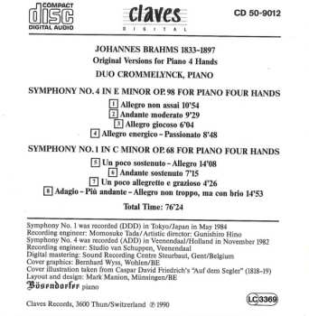 CD Johannes Brahms: Symphony No. 4 Op. 98 / Symphony No. 1 Op. 68