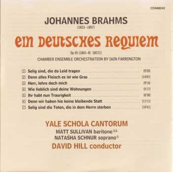 CD Johannes Brahms: Ein Deutsches Requiem (Chamber Ensemble Orchestration)