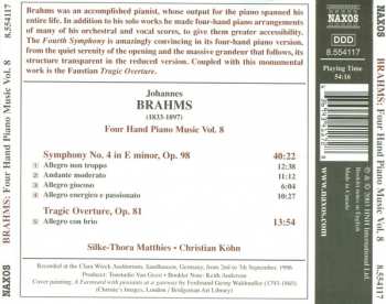 CD Johannes Brahms: Four Hand Piano Music Vol. 8 - Symphony No. 4, Tragic Overture