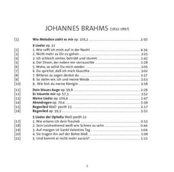 CD Johannes Brahms: Wie Melodien Zieht Es Mir