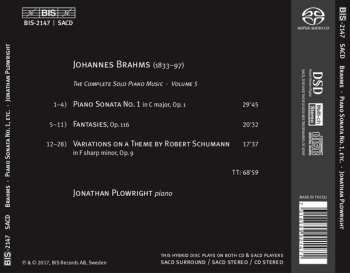 SACD Johannes Brahms: Seven Fantasies, Op. 116; Schumann Variations, Op. 9; Piano Sonata No. 1, Op. 1