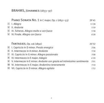 SACD Johannes Brahms: Seven Fantasies, Op. 116; Schumann Variations, Op. 9; Piano Sonata No. 1, Op. 1