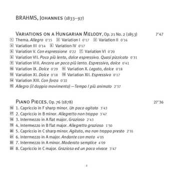 SACD Johannes Brahms: Variations, Op. 21/2; Piano Pieces, Opp. 76 & 118; Waltzes, Op. 39