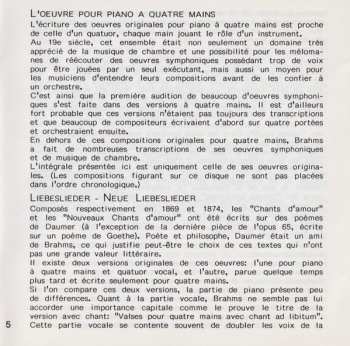 CD Johannes Brahms: Liebeslieder Walzer Op. 52a / Souvenir De La Russie Op. 151 / Neue Liebeslieder Walzer Op. 65a / Variationen Op. 23 (Complete Original Works For Piano 4 Hands Vol. II)