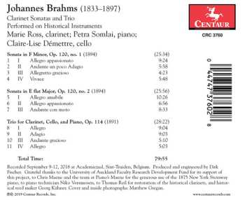 CD Johannes Brahms: Clarinet Sonatas And Trio