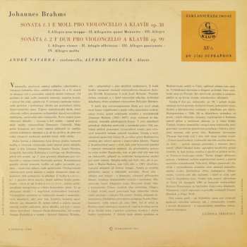 LP Johannes Brahms: Sonáty Pro Violoncello A Klavír Č. 1 E Moll, Op. 38 A Č. 2 F Dur, Op. 99 (BÍLÝ ŠTÍTEK)