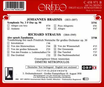 CD Johannes Brahms: Symphonie No. 3 / Also Sprach Zarathustra
