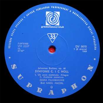LP The Czech Philharmonic Orchestra: Symfonie Č.1 C Moll Op. 68