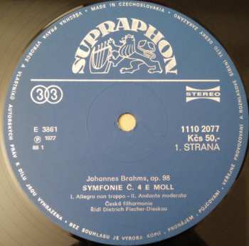 LP The Czech Philharmonic Orchestra: Symphony No. 4