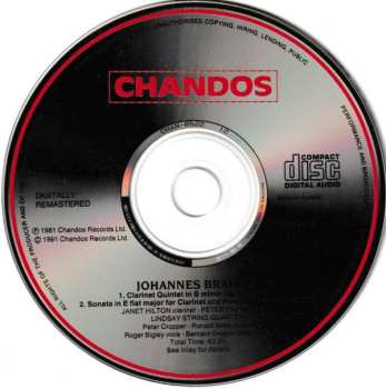 CD Johannes Brahms: Clarinet Quintet In B Minor · Clarinet Sonata No. 2 In E Flat Major