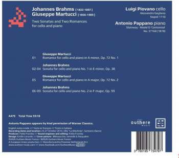 CD Johannes Brahms: Two Sonatas And Two Romances For Cello And Piano