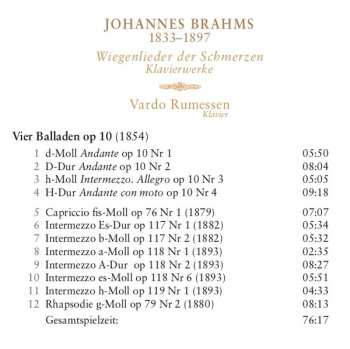CD Johannes Brahms: Wiegenlieder der Schmerzen