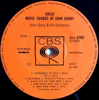 LP John Barry & His Orchestra: The Great Movie Sounds Of John Barry