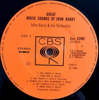 LP John Barry & His Orchestra: The Great Movie Sounds Of John Barry