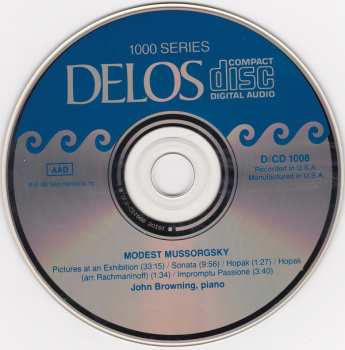 CD Modest Mussorgsky: Pictures At An Exhibition - Sonata(4 Hands), Hopak, Impromptu Passioné