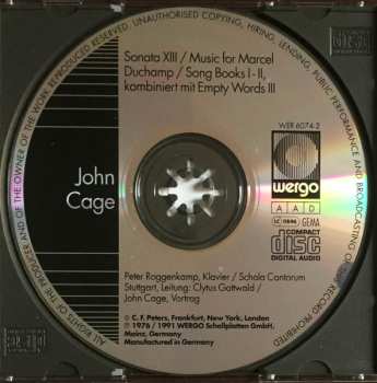 CD John Cage: Sonata XIII / Music For Marcel Duchamp / Song Books I-II / Empty Words III