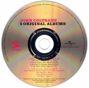 5CD/Dobozkészlet John Coltrane: 5 Original Albums