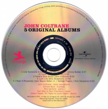 5CD/Dobozkészlet John Coltrane: 5 Original Albums