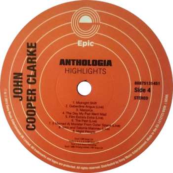 2LP John Cooper Clarke: Anthologia Highlights
