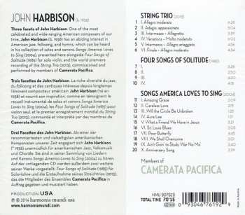 CD John Harbison: String Trio / Four Songs Of Solitude / Songs America Loves To Sing