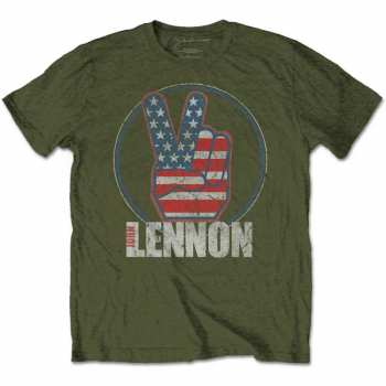 Merch John Lennon: Póló Peace Fingers Us Flag 