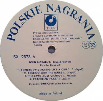 LP John Mayall & The Bluesbreakers: Live In Concert