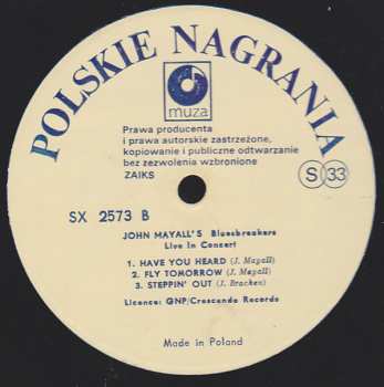 LP John Mayall & The Bluesbreakers: Live In Concert