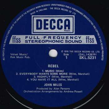 LP John Miles: Rebel