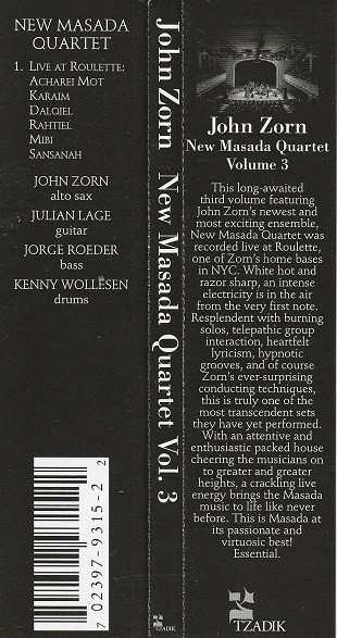 CD John Zorn: New Masada Quartet Vol. 3