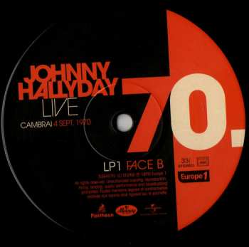 2LP Johnny Hallyday: Johnny Hallyday 70. Live - Cambrai 4 Sept. 1970 LTD | NUM