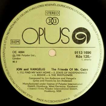 LP Jon & Vangelis: The Friends Of Mr Cairo