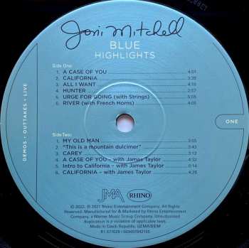 LP Joni Mitchell: Blue Highlights   LTD