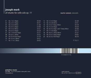 CD Martin Rummel: 20 Etudes For Cello Solo Op. 11