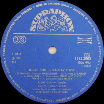 LP Václav Hybš Orchestra: Josef Suk • Václav Hybš Orchestra