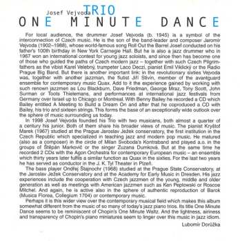 CD Josef Vejvoda Trio: One Minute Dance