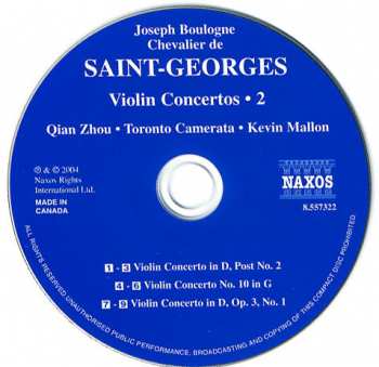 CD Kevin Mallon: Violin Concertos • 2 / Concerto In D Major, Op. Post. No. 2 / Concerto No. 10 In G Major / Concerto In D Major, Op. 3 No. 1