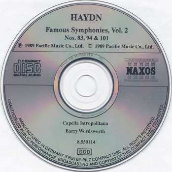 CD Joseph Haydn: Famous Symphonies, Vol 2: No. 94 'Surprise' • No. 101 'The Clock' • No. 83 'The Hen'