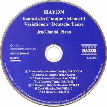 CD Joseph Haydn: Fantasia In C Major • Menuetti