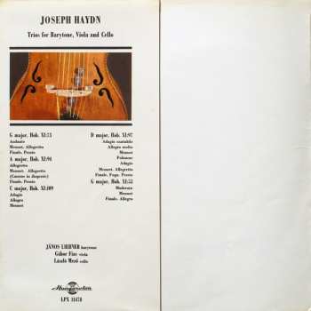 LP Joseph Haydn: Five Trios For Barytone, Viola And Cello
