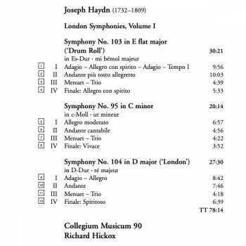 CD Joseph Haydn: London Symphonies (Volume One: Nos 95, 103 & 104)