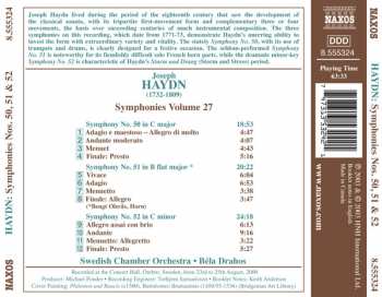 CD Joseph Haydn: Symphonies, Vol 27; Symphonies Nos. 50, 51 and 52